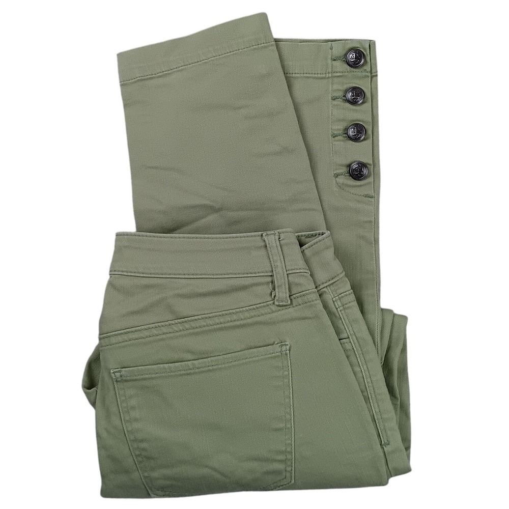Talbots Flawless Five-Pocket‎ Ankle Pants Women 4 30X27 Green Anchor Button Hem